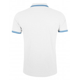 Рубашка поло мужская Pasadena Men 200 с контрастной отделкой, белая с голубым