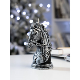 Свеча фигурная «Бюст лошади», серебристая