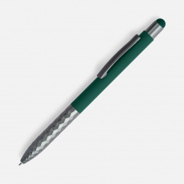 Ручка шариковая Digit Soft Touch со стилусом, зеленая