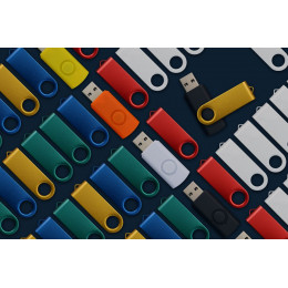 Флешка Twist Color, белая с синим, 16 Гб