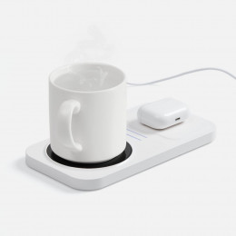 Беспроводное зарядное устройство с подогревом кружки Hot Task, белое