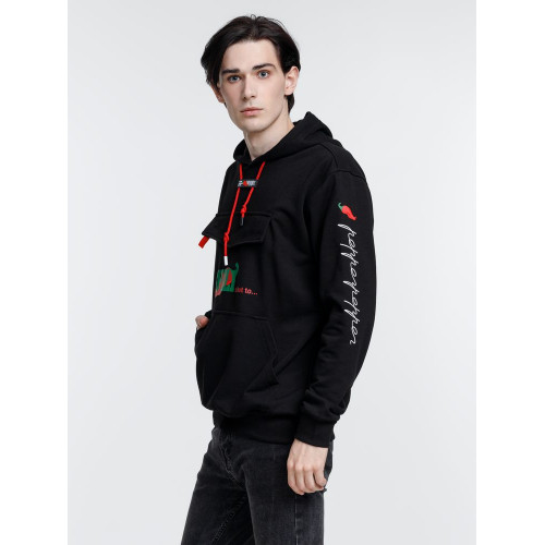 Худи унисекс с карманом на груди Chest Pocket, черное