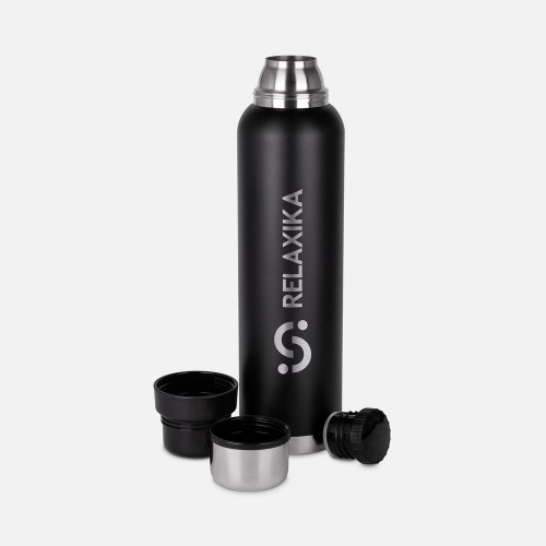 Термос Relaxika 1600 со стикерпаком, черный
