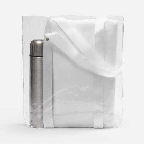 Шопер Clear Fest, ver.2, прозрачный с белыми ручками