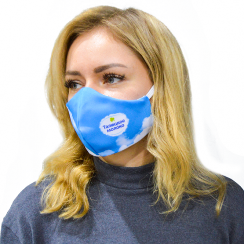 Маска для лица с принтом, защитная многоразовая анатомической формы, внутренний слой х/б 18х11 см